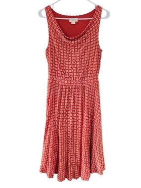 Anthropologie Maeve Red Sleeveless Midi Dress with White Floral Print